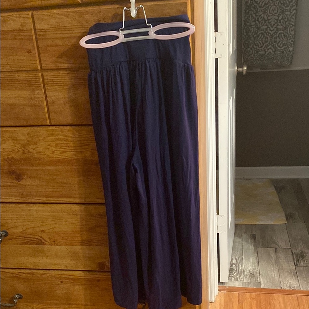 Elegant Dark Blue Wide-Leg Trousers